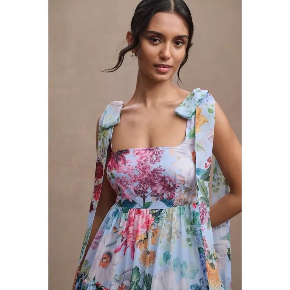 Anthropologie BHLDN Geisha Isabella Floral Tiered A-Line Midi Dress Size 6 NWOT - Picture 4 of 13